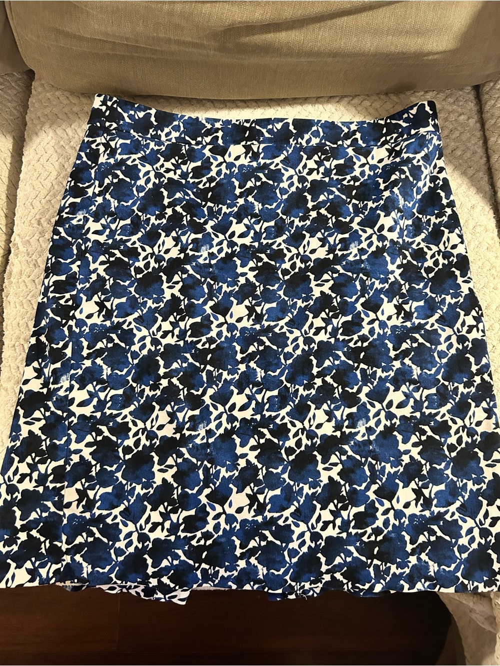 J. Crew Navy and White Floral A-Line Skirt